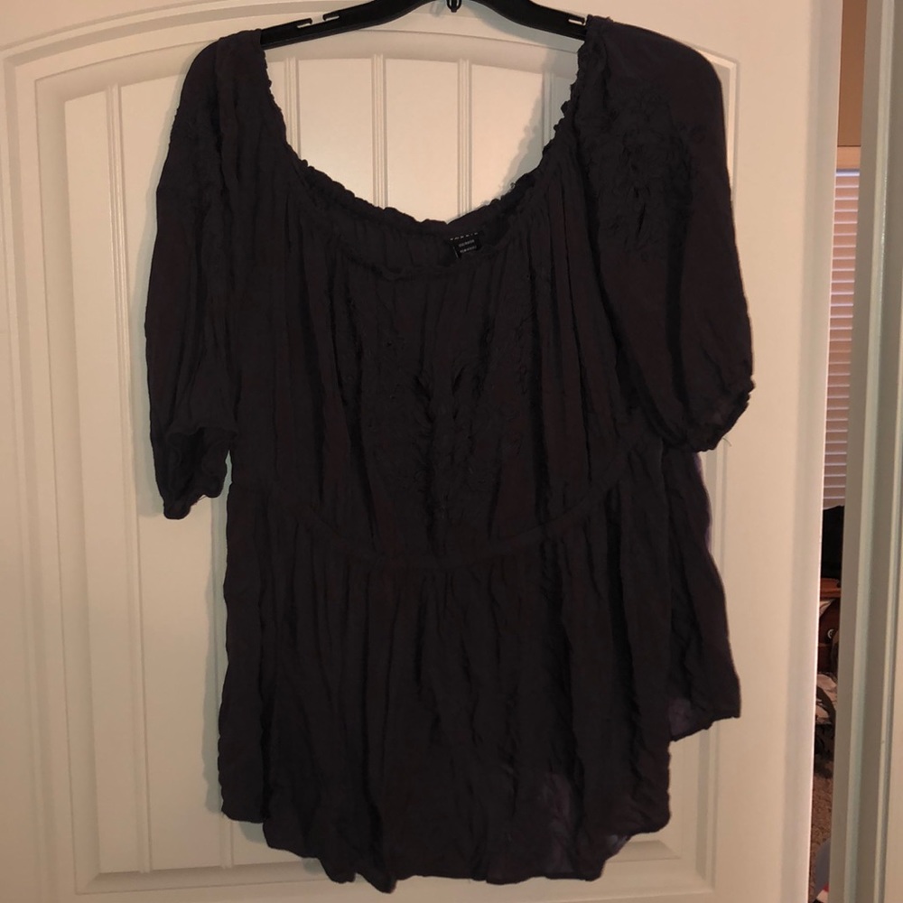 Grey floral off the shoulder top